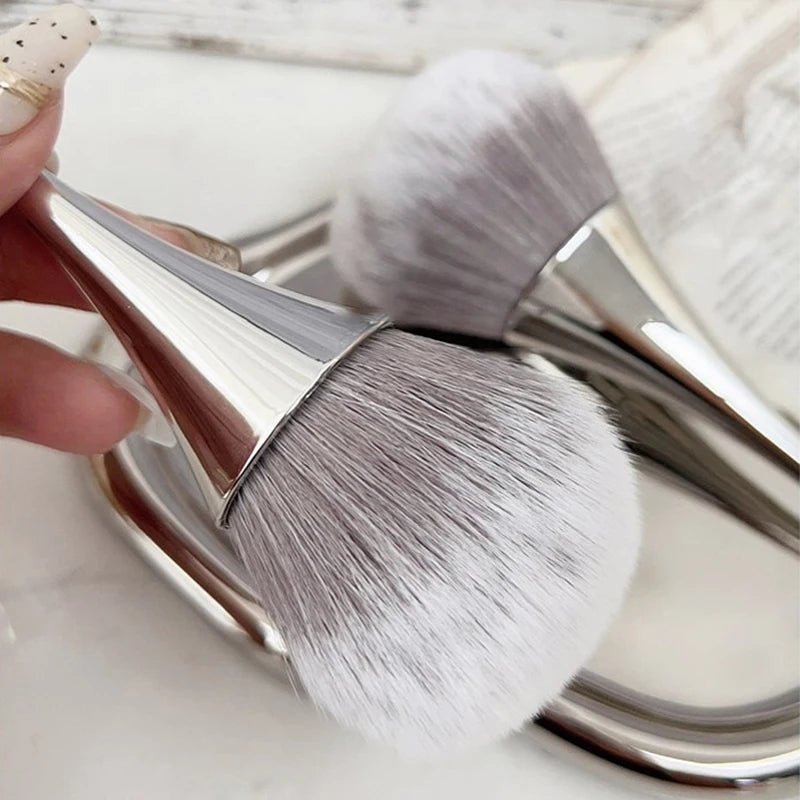 Manicure Nail Brush Silver Dust Brush Big Head Blush Powder Makeup Tools